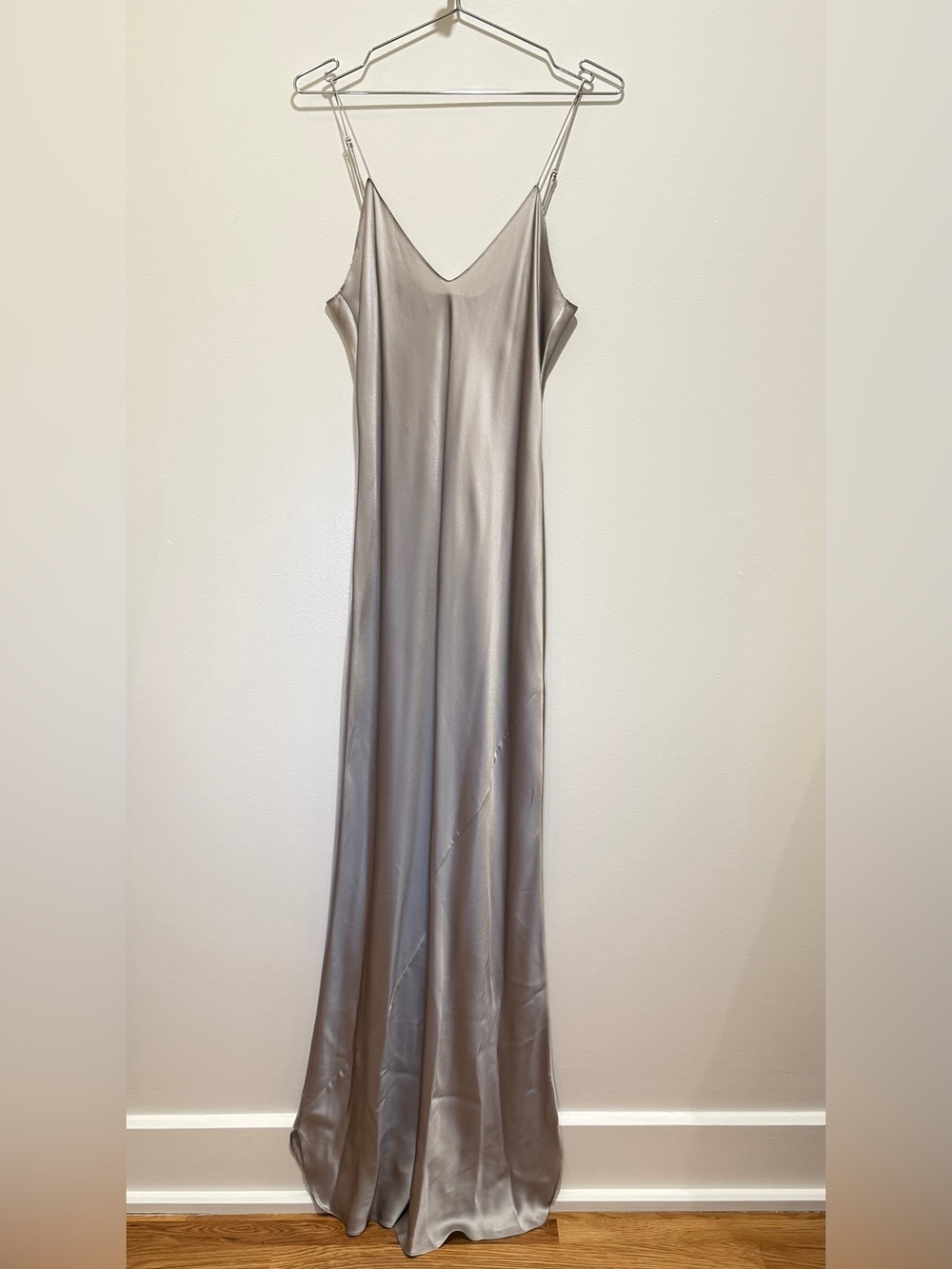 Nili Lotan Silver Silk Slip Maxi Dress. Size: Large. Excellent condition.
